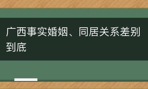 广西事实婚姻、同居关系差别到底