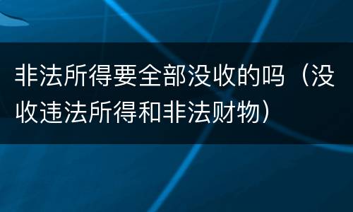 非法所得要全部没收的吗（没收违法所得和非法财物）