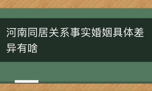 河南同居关系事实婚姻具体差异有啥