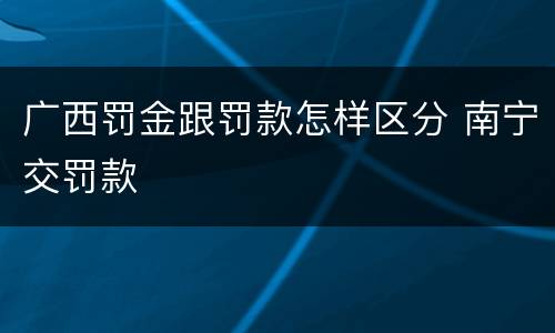 广西罚金跟罚款怎样区分 南宁交罚款
