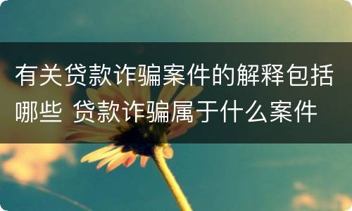 有关贷款诈骗案件的解释包括哪些 贷款诈骗属于什么案件