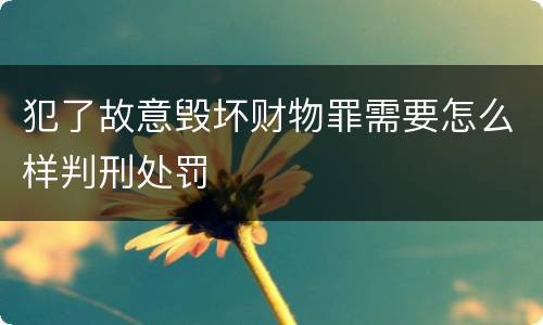 犯了故意毁坏财物罪需要怎么样判刑处罚