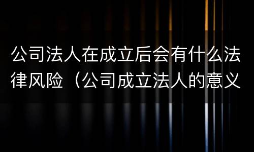 公司法人在成立后会有什么法律风险（公司成立法人的意义）