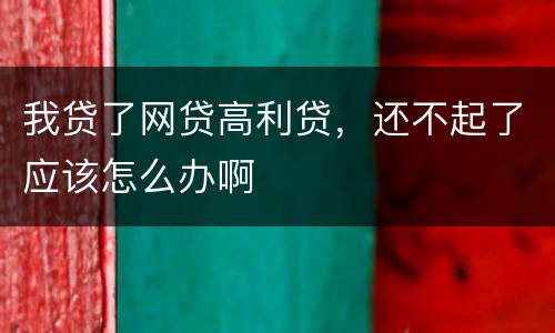 我贷了网贷高利贷，还不起了应该怎么办啊