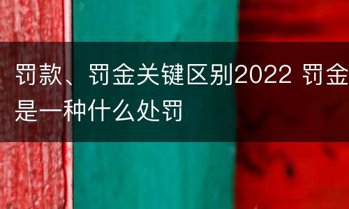 罚款、罚金关键区别2022 罚金是一种什么处罚