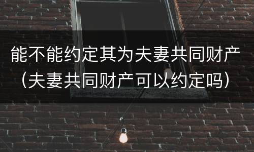 能不能约定其为夫妻共同财产（夫妻共同财产可以约定吗）