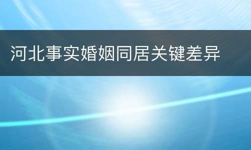 河北事实婚姻同居关键差异
