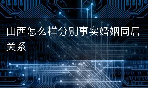 山西怎么样分别事实婚姻同居关系