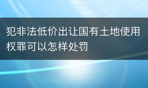 犯非法低价出让国有土地使用权罪可以怎样处罚