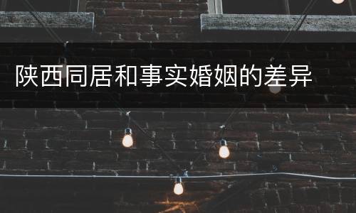 陕西同居和事实婚姻的差异