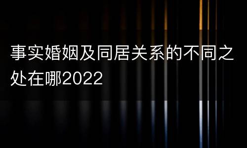 事实婚姻及同居关系的不同之处在哪2022