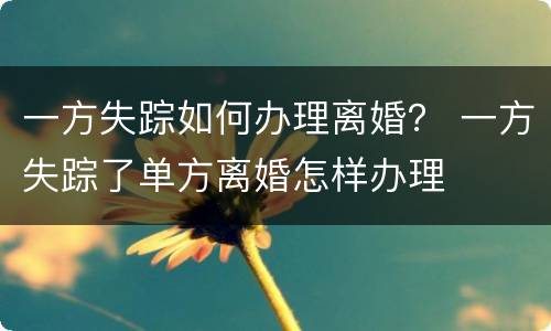 一方失踪如何办理离婚？ 一方失踪了单方离婚怎样办理