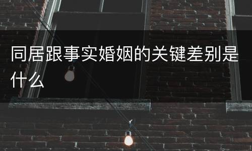 同居跟事实婚姻的关键差别是什么