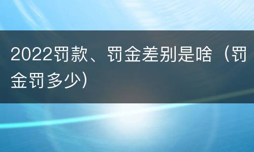 2022罚款、罚金差别是啥（罚金罚多少）