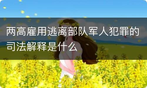两高雇用逃离部队军人犯罪的司法解释是什么