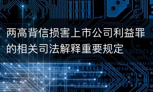 两高背信损害上市公司利益罪的相关司法解释重要规定
