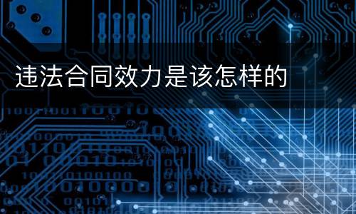 违法合同效力是该怎样的