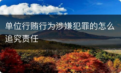 单位行贿行为涉嫌犯罪的怎么追究责任