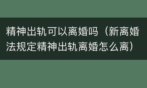 精神岀轨可以离婚吗（新离婚法规定精神出轨离婚怎么离）