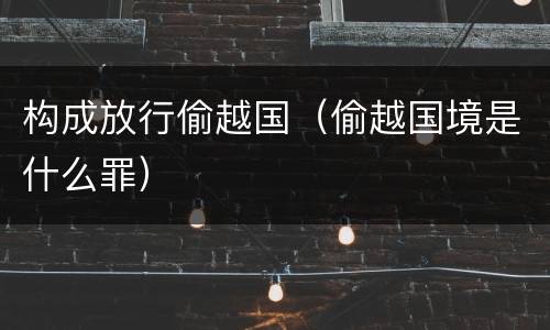 构成放行偷越国（偷越国境是什么罪）
