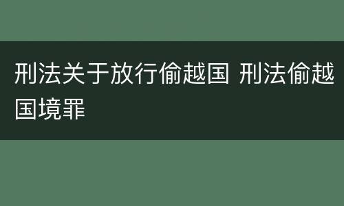 刑法关于放行偷越国 刑法偷越国境罪