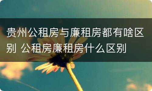 贵州公租房与廉租房都有啥区别 公租房廉租房什么区别