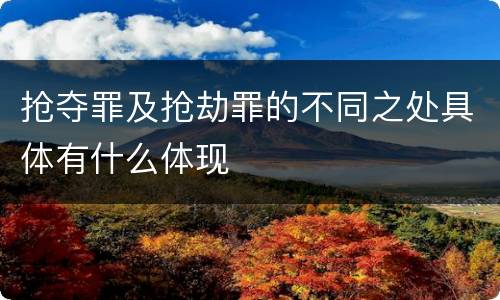 抢夺罪及抢劫罪的不同之处具体有什么体现