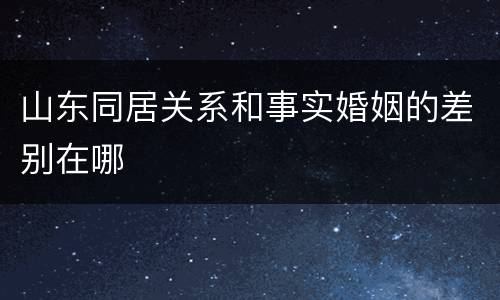 山东同居关系和事实婚姻的差别在哪