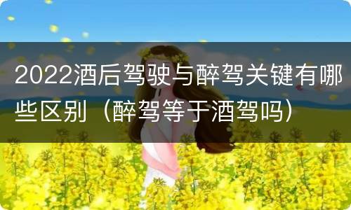 2022酒后驾驶与醉驾关键有哪些区别（醉驾等于酒驾吗）