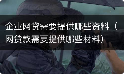 企业网贷需要提供哪些资料（网贷款需要提供哪些材料）