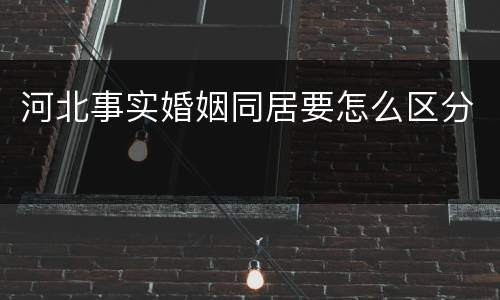 河北事实婚姻同居要怎么区分