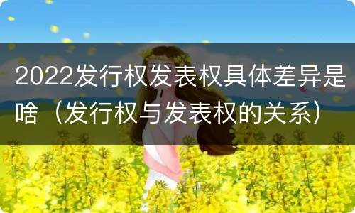 2022发行权发表权具体差异是啥（发行权与发表权的关系）