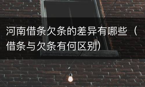 河南借条欠条的差异有哪些（借条与欠条有何区别）