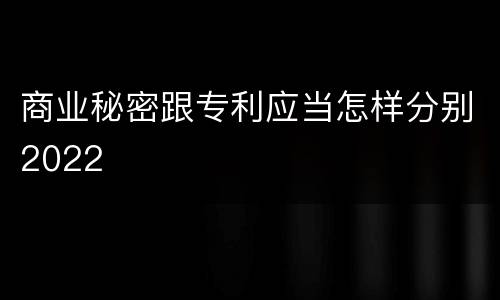 商业秘密跟专利应当怎样分别2022