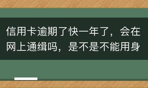 信用卡逾期了快一年了，会在网上通缉吗，是不是不能用身份证了