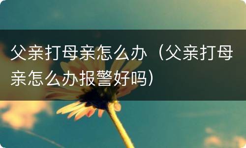 父亲打母亲怎么办（父亲打母亲怎么办报警好吗）