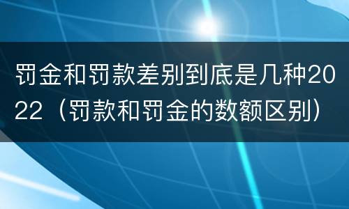 罚金和罚款差别到底是几种2022（罚款和罚金的数额区别）
