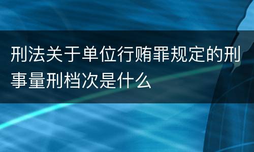 刑法关于单位行贿罪规定的刑事量刑档次是什么