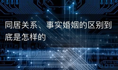 同居关系、事实婚姻的区别到底是怎样的