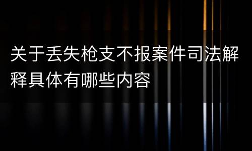 关于丢失枪支不报案件司法解释具体有哪些内容