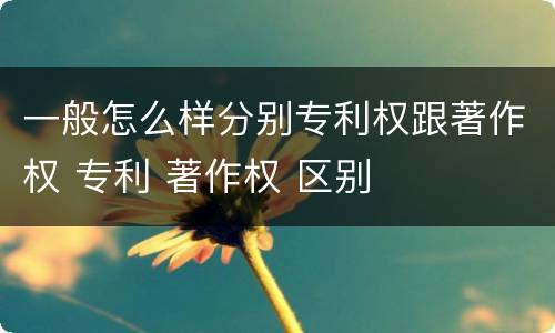 一般怎么样分别专利权跟著作权 专利 著作权 区别
