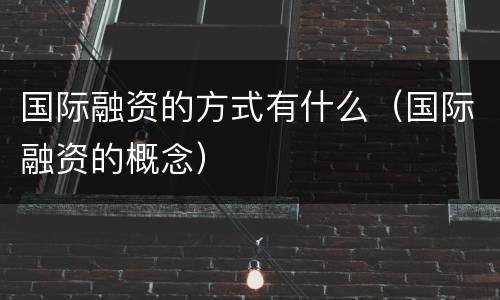 国际融资的方式有什么（国际融资的概念）