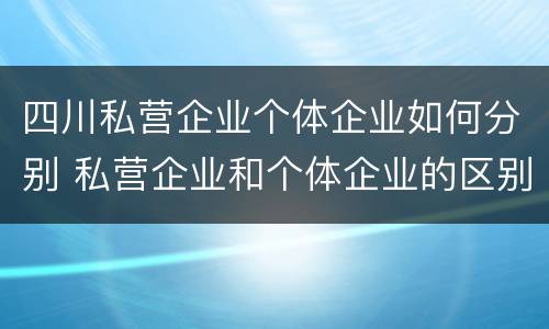 四川私营企业个体企业如何分别 私营企业和个体企业的区别
