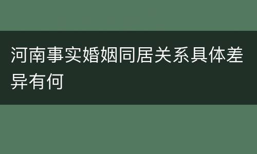 河南事实婚姻同居关系具体差异有何