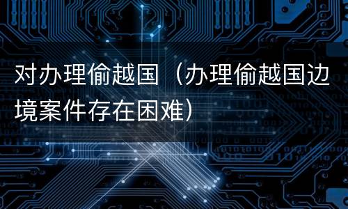 对办理偷越国（办理偷越国边境案件存在困难）