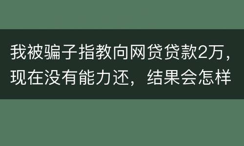 我被骗子指教向网贷贷款2万，现在没有能力还，结果会怎样