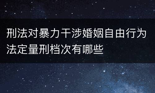 刑法对暴力干涉婚姻自由行为法定量刑档次有哪些