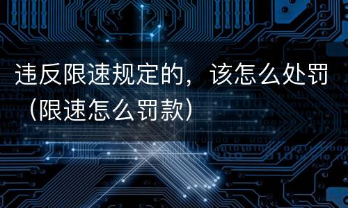 违反限速规定的，该怎么处罚（限速怎么罚款）