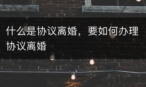 什么是协议离婚，要如何办理协议离婚