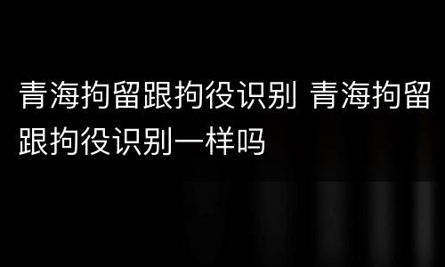 青海拘留跟拘役识别 青海拘留跟拘役识别一样吗